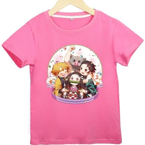 Cartoon ghost destroy Blade pull-through printed short-sleeved T-shirt boys and girls summer sports casual short-sleeved T-shirt