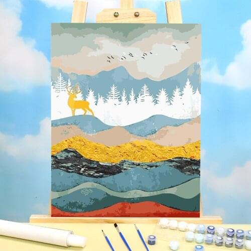 Landscape Mountain Sunrise Coloring By Numbers Painting Package Acrylic Paints 40*50 Picture By Numbers Photo Drawing