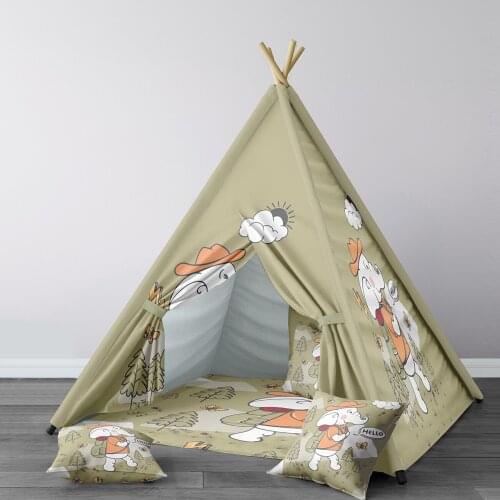 Play Tent for Kids Wigwam Portable Indoor Playground Tents Children Bedrooms Brave Elephant Green Model 147