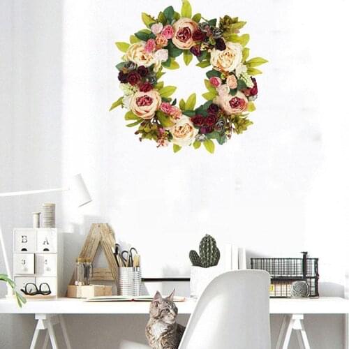 Artificial Wreath Door Decoration Garland Wall Hanging Home Decoration Decor 45cm for Wedding Party