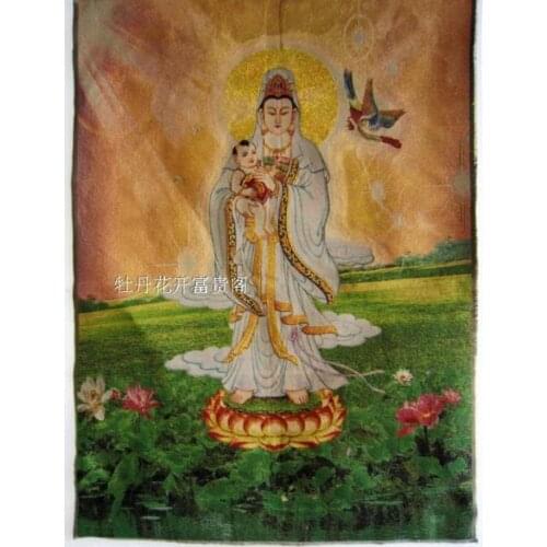 Chinese collection Thangka embroidery Children-Sending Guanyin diagram