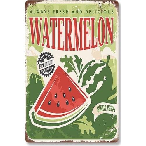 Royal Tin Sign Fresh and Delicious Watermelon 11.8 7.8 inches, Rectangle Metal Signs for Home and Kitchen Bar Cafe