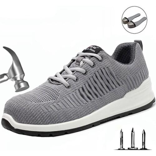 Labor Insurance Shoes men Flying Woven Casual Sports Safety Protective Shoes Injection Molding Solid Labor Insurance Work Shoes