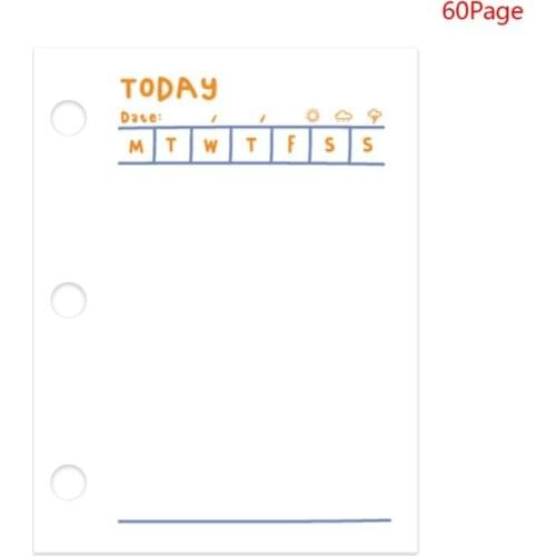 60 Sheets 60x80mm Mini 3 Hole Loose Leaf Binder Notebook Inner Page for Planner G88D