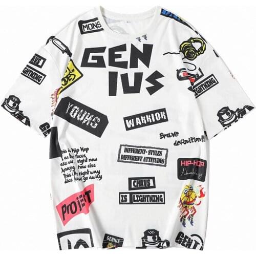 Mens Large Short Sleeve Printed T-shirt Oversize Loose T-shirt