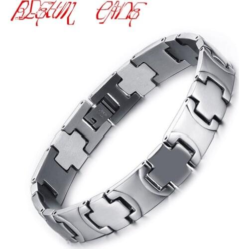 Punk Men Cross Bracelets Stainless Steel Bracelet Silver Color Link Chain for Men Woman Jewelry