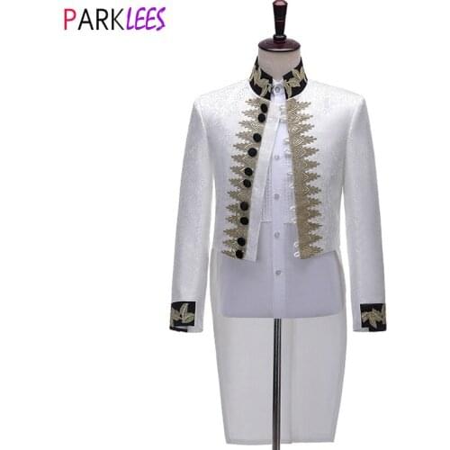 Mens Floral Embroidery Steampunk BlazerJacket Men 2020 Club Party Evening Victorian Renaissance Blazers Mens Halloween Costume