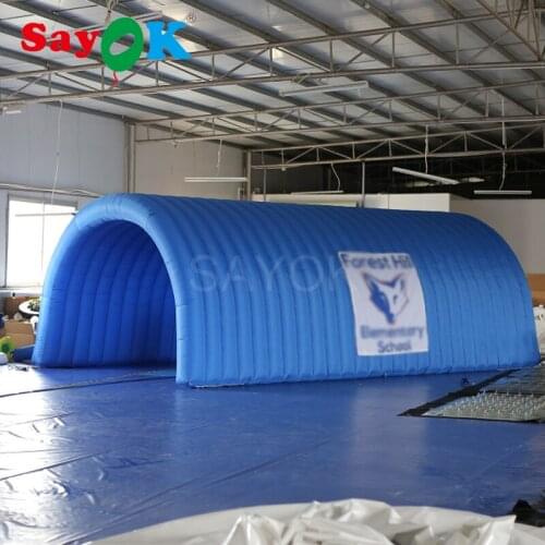 Inflatable Tunnel Sports Tunnel Entrance Inflatable Tunnel Tent for Event Exhibition Promotion (Blue, 7.3 x 3.1x 2.4m-free logo)