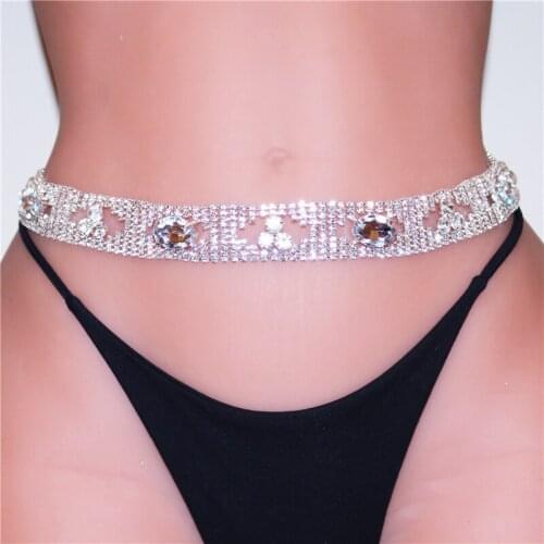 New Fashion Exquisite Rhinestone Shining Waist Chain Sexy Womens Beach Bikini Accessories Crystal Waist Chain Body Chain