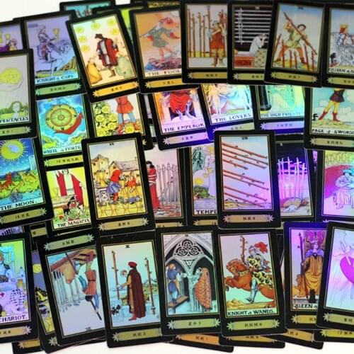 New 78 PCS/Set Holographic Board Game Shine Waite Tarot Cards Game English Edition Tarot Board Game