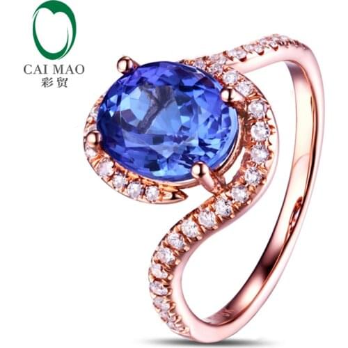 7x9mm Oval Violet Blue Tanzanite 0.32ct Diamonds 14kt Rose Gold Engagement Wedding Ring