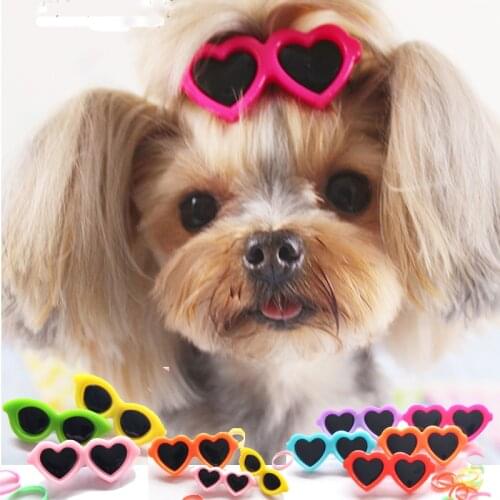 Heart Glasses Pet Puppy Accessories Dog Bows PT45 Chihuahua Poodle Cat Animals 4pcs/lot Red/Yellow/Pink/Blue/Purple Groomings