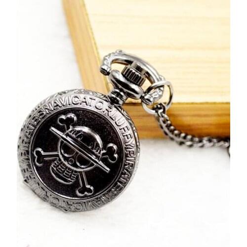 Wholesale pocket watch One Piece skull necklace buyer men watches girl woman lady fashion vintage bronze hour good quality LKK52