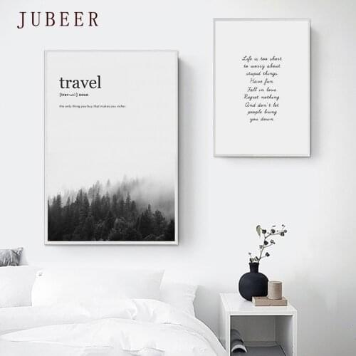 Scandinavian Style Quote Poster Forest Scenery Canvas Painting Wall Pictures for Living Room Decoration Pictures Home Decor