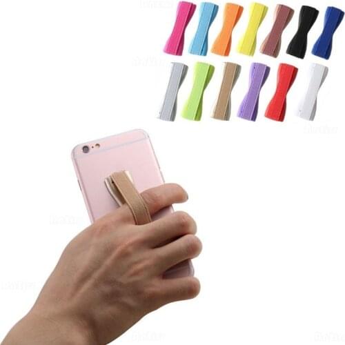 Durable Universal One Handed Anti Slip Finger Sling Grip Elastic Band Strap Plastic Rubber Mobile Cell phone Holder Tablet Stand