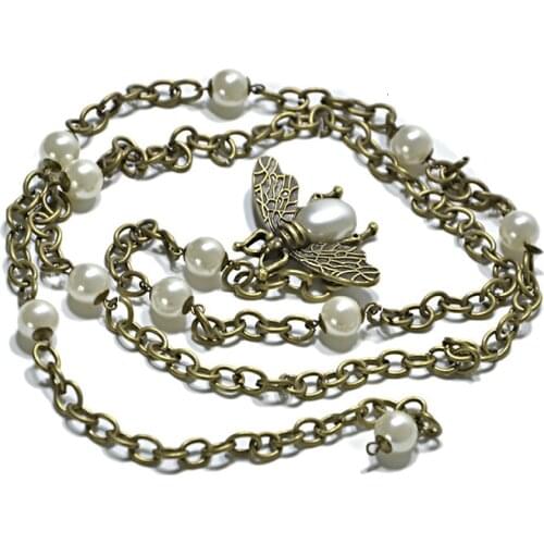 Retro Gold Belts For Women Pearl Belt Waistbands Multilayer Long Tassel For Party Jewelry Dress Waist Chain Bee Pendant Belts