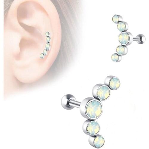 TraguS Earrings Stud Women Ear Curve Stud CZ Stud Earrings 316L Stainless Steel Ear Helix Conch Cartilage Piercing