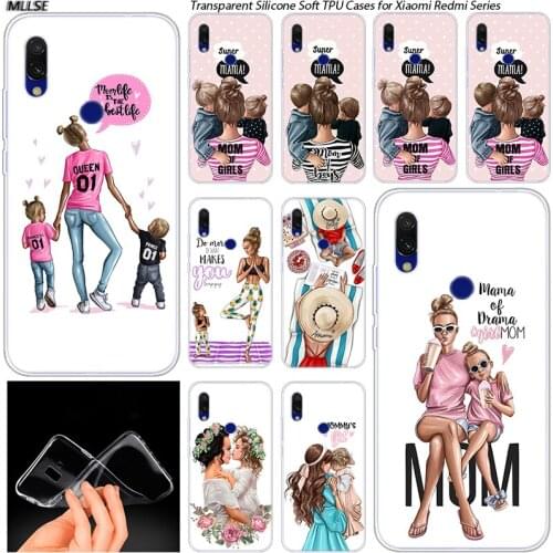 Baby mom Girl and Boy Hot Silicone Case for Xiaomi Redmi K20 7 7A 5 5Plus 6 6A S2 Note 8 7 6 5 Pro Fashion Cover