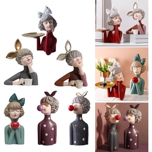 Modern Nordic Resin Fashion Bubble Girl Figurine Figure Statue Resin Craft Desktop Tabletop Home Decoration Ornament Gift