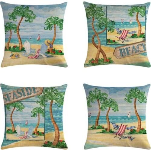 Tropical Leaf Beach Rainforest Cotton Linen Case Green Leaves Throw Sofa Car Cushion Home Decor Decorative Pillowcase New