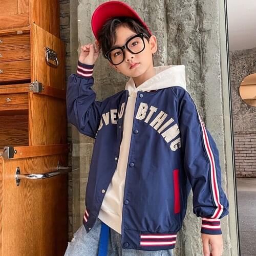 Boys' spring and autumn letter printing jacket new medium and large childrens casual childrens clothing 6-12 years old