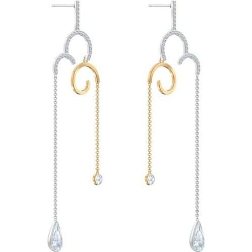 SWA 1:1 Bucket Cloud Long Earrings Women Simple Line white
