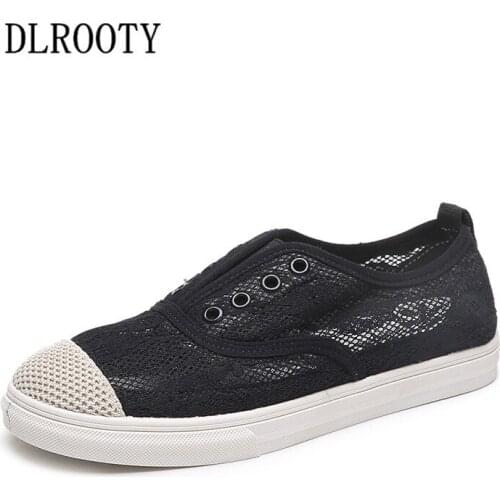 Women Flats Shoes Loafers Shallow Slip On Summer Mesh Breathable Fashion Round Toe Platform Sweet Casual Comfortable