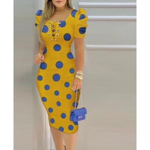 Women Clothes Autumn Bodycon Club Party Eam Dresses Pit Striped Polka Dot Dress Fall New Round O Neck Print Vestidos Slim Dress