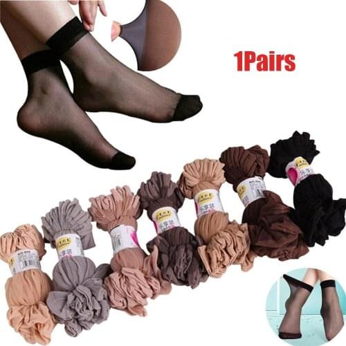 1Pair Women Socks Elastic Ultra-thin Transparent Short Socks Crystal Socks High Elastic Skin Color Nylon Short Socks Wholesale