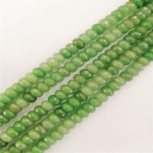 1 Strand 5x8mm Natural Green Aventurine Facet Wheel Loose Beads DIY Fashion Jeawelry Making Accessories Unisex 15.5"
