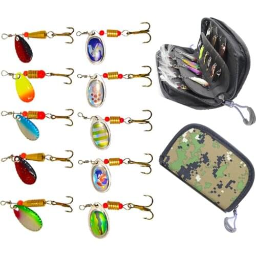 10pcs/lot Fishing Spoon Lures Spinner Bait 2.5-4g Fishing Wobbler Metal Baits Spinnerbait Isca with Portable Carry Bag