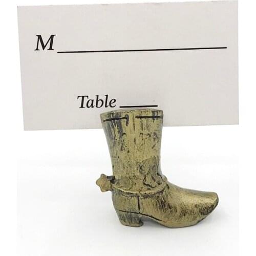 20PCS Antique Gold Cowboy Boot Place Card Holder Photo Holders Wedding&Bridal Party Table Decoration Favors