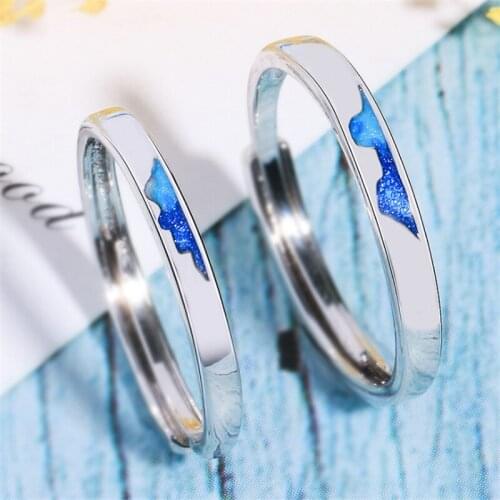 2019 promise couple mountain sea lover rings for women anel engagement wedding adjustable finger rings GMNR240