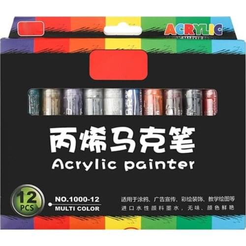 4/8/12/15/24/36 Colors Acrylic Paint Marker Pen Detailed Marking for DIY Album M17F
