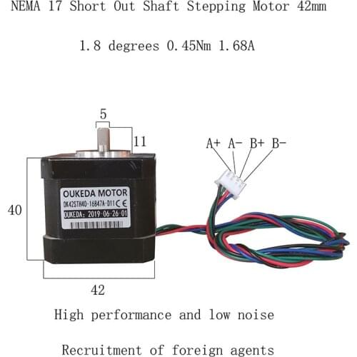 42BYGH40 motor 42 stepper motor shaft length 11 0.45Nm 42 short shaft motor washing flat shaft