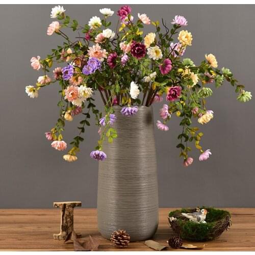 5pcs/lot artificial flowers daisies real touch leaf fake 6heads chrysanthemum silk flowers home wedding party decoration floral