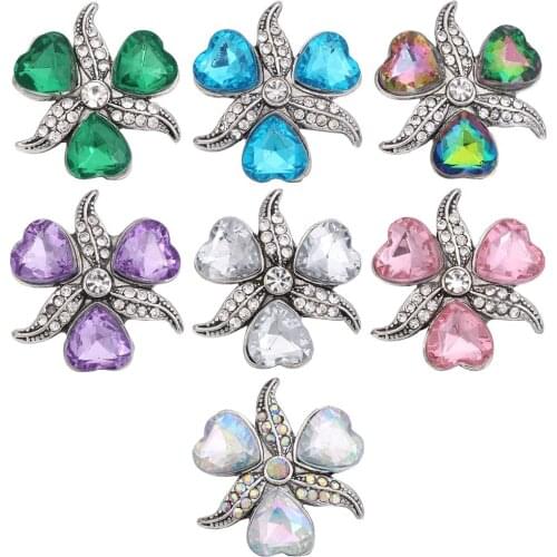 5pcs/lot New Snap Button Jewelry Metal 18mm Snap Button with Rhinestone Button for 20mm 18mm Snap Bracelets Bangles