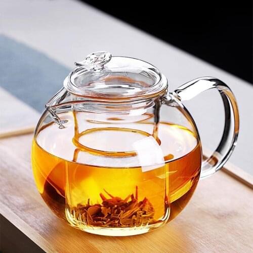 600ml Heat-resistant Glass Teapot Transparent Tea Utensils Home Lemon Flower Teapots Chinese Kung Fu Tea Set Office Kettle Gifts