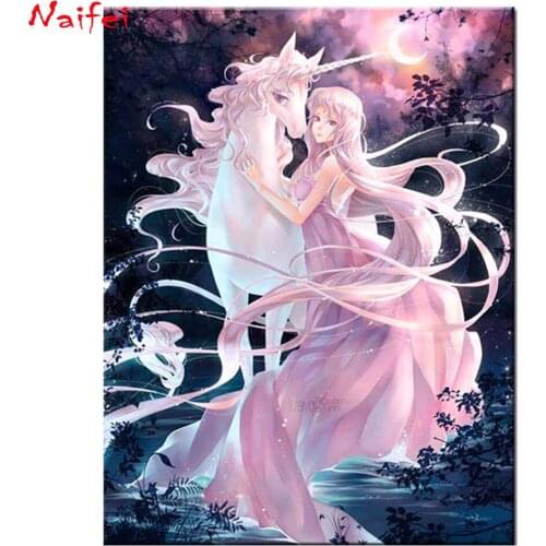 Unicorn fairy Diamond Painting Cross Stitch Full Square round drill Diy Diamond Mosaic cartoon Diamond Embroidery sale Decor