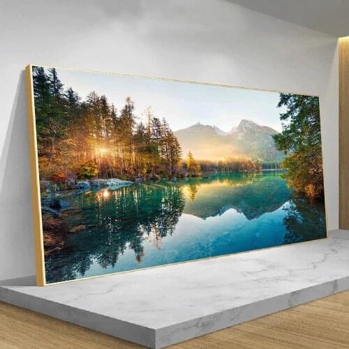 Alps Mountain Posters and Prints Nature Landscape Canvas Painting Sunshine Forest Lake Pictures for Bedroom Modern Home Decor