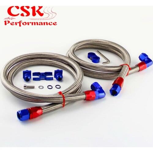 AN10 Filter Sandwich Adapter+Nylon Braided or SS Braided Oil Line Fits For BMW E36 E82 E9X 135/335 E46 M3 Black/Blue