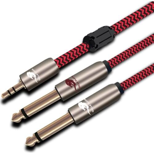 HIFI Mini Jack 3.5mm to Dual 6.5mm Audiophile Audio Cable for PC Phone Mixer Console 1/4" TS Jack 3.5mm to 2 6.5mm Audio Cable