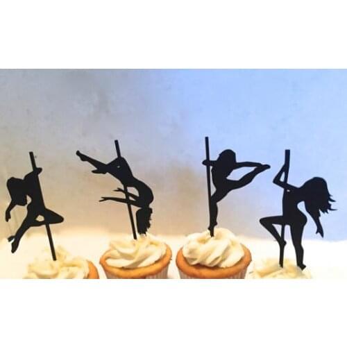 Glitter Pole Dancing Inspired Cupcake Toppers, wedding Valentines Day birthday fitness cupcake toppers Bachelorette food picks