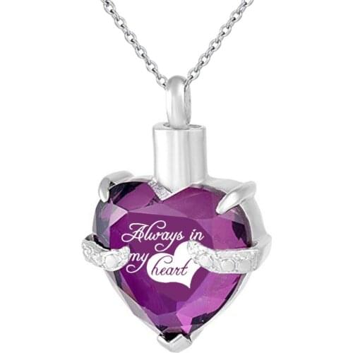 Keepsake Rhinestone Necklace Heart Pendant for Cremation Ashes with Beautiful Velvet bag, Elegant Memorial Jewelry