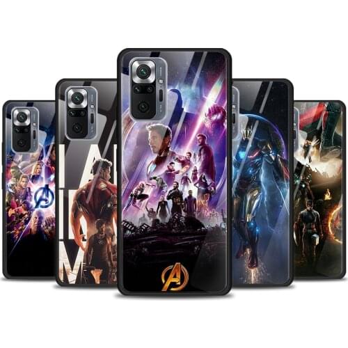 Iron Man Marvel Avengers Tempered Glass Cover For Xiaomi Redmi Note 10 10S 9 9T 9S 8T 8 9A 9C 8A 7 Pro Max Phone Case