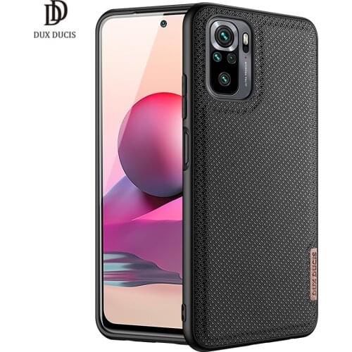 For XIAOMI Redmi Note 10 /Note 10S DUX DUCIS Fino Series Woven Fabric Back Case Protecting Case Support Wireless Charging Supper