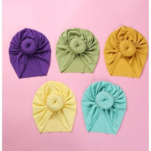 Children Accessories Newborn Toddler Kids Baby Boy Girl Turban Cotton Beanie Hat Winter Warm Soft Cap Solid Knot Soft Wrap 2021