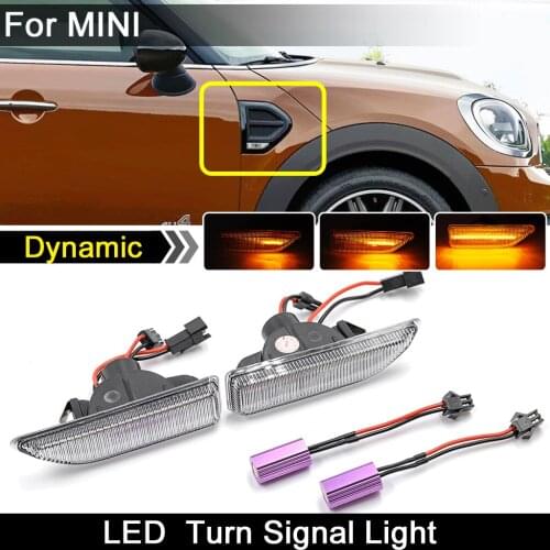 For Mini Cooper Countryman F60 2017 2018 2019 2020 Clear Lens LED Side Marker Light Dynamic Blinker Amber Turn Signal Lamp