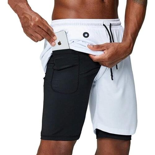Double deck Running Sport Shorts Men Gym Fitness Training Quick Dry Short Pants Male Jogging Summer Bermuda Basketball Shorts
