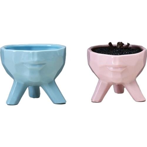FQYL Ceramic Face Planter Head Plant Pot Statue Flower Vase Succulent Bonsai Pot for Home Decoration Indoor Outdoor